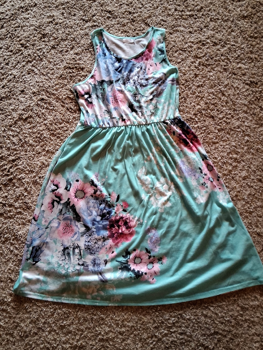 OURS Mint Floral Sleeveless Casual Dress
